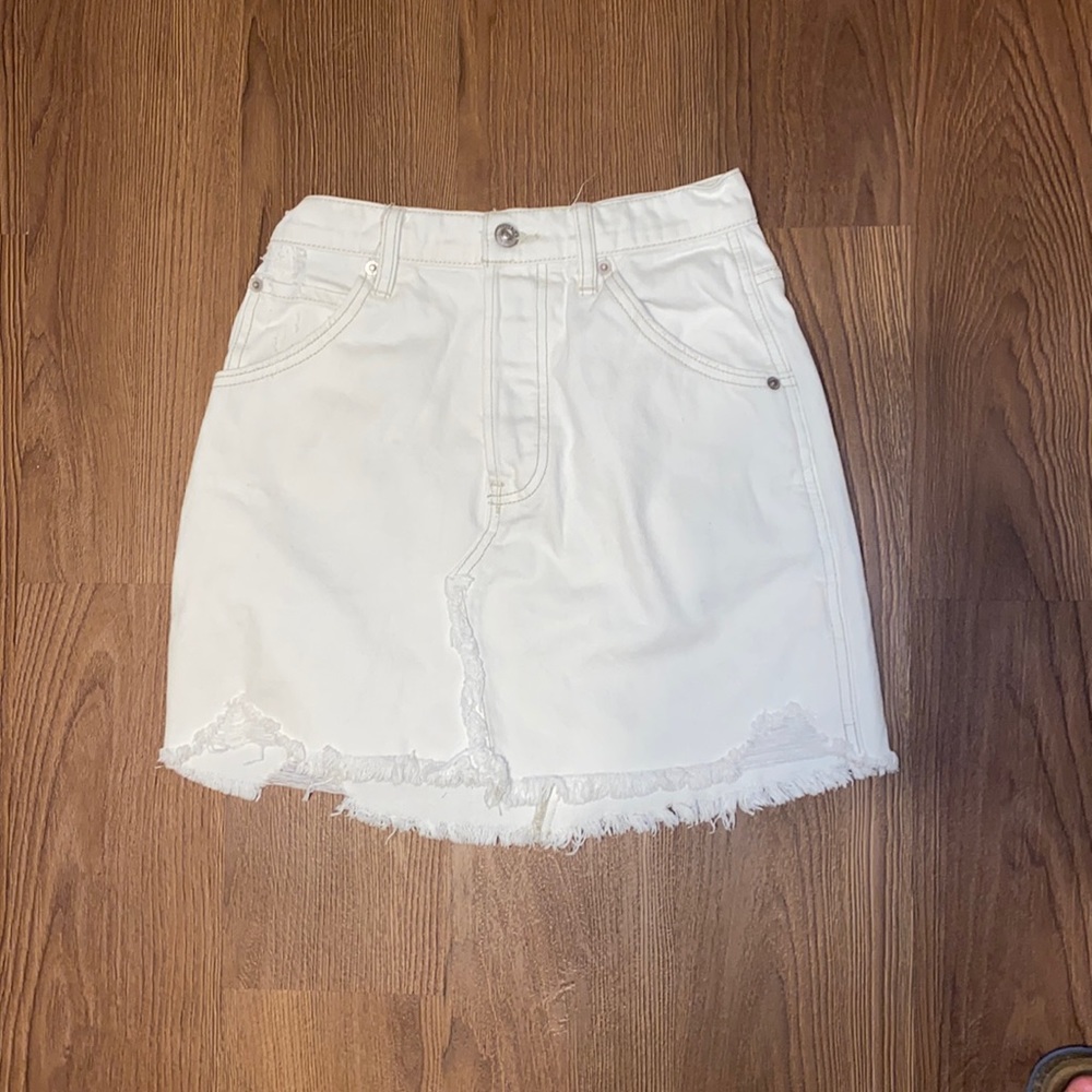 Free People We The Free White Denim Skirt